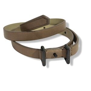 Reed Krakoff Belt Taupe Nude Leather Double Loop Stud Skinny S 85CM